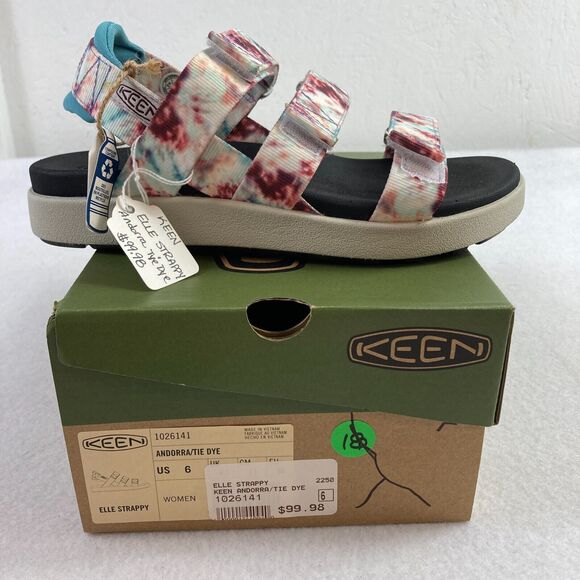 Keen Elle‎ Strappy Sandals Women's 6 Andorra Tie Dye Backstrap Casual Travel - Picture 1 of 9